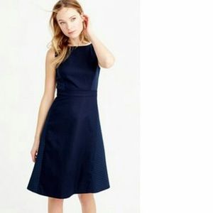 J.Crew | 0 | Navy Dress in Diamond Jacquard Pique A-Line